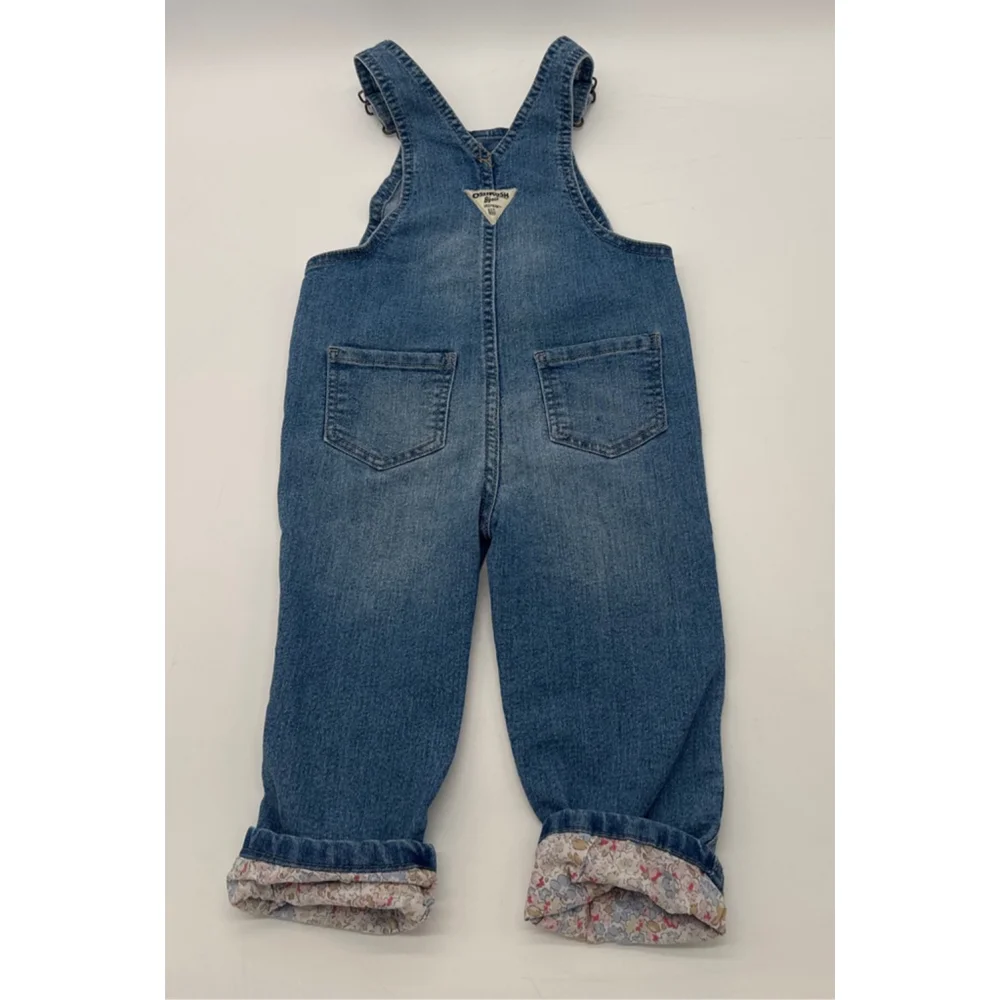 OshKosh B'gosh Overalls 2T Blue with Floral Trim